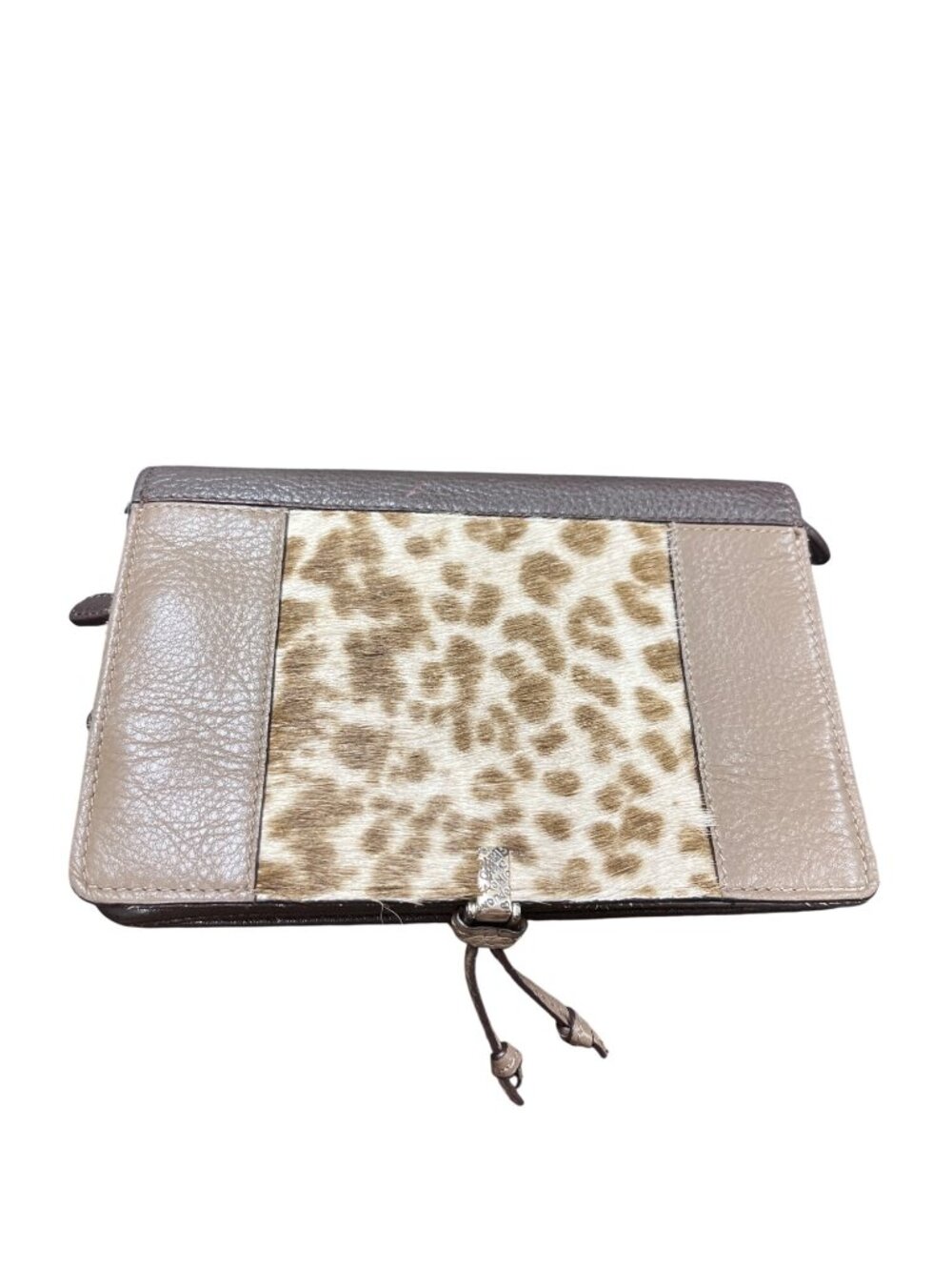 Brighton wms vintage brown leather zebra clutch wallet sz 7.5"x5" SKU 10-787